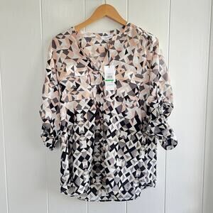 NWT CALVIN KLEIN Women’s Large Asymmetrical Button Down Blouse
